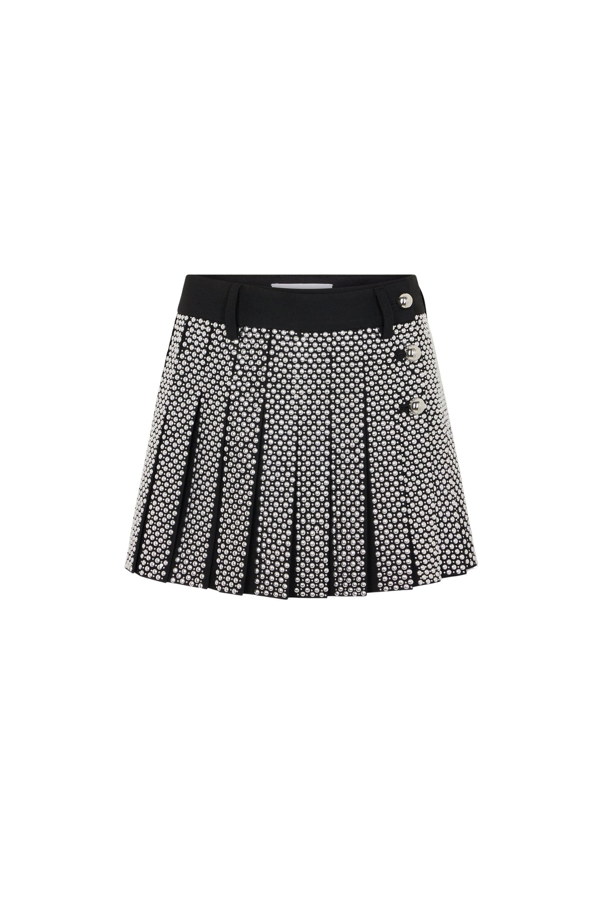 EMBROIDERED MINI SKIRT IN WOOL GRAIN DE POUDRE