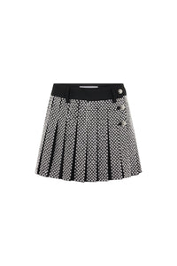 EMBROIDERED MINI SKIRT IN WOOL GRAIN DE POUDRE