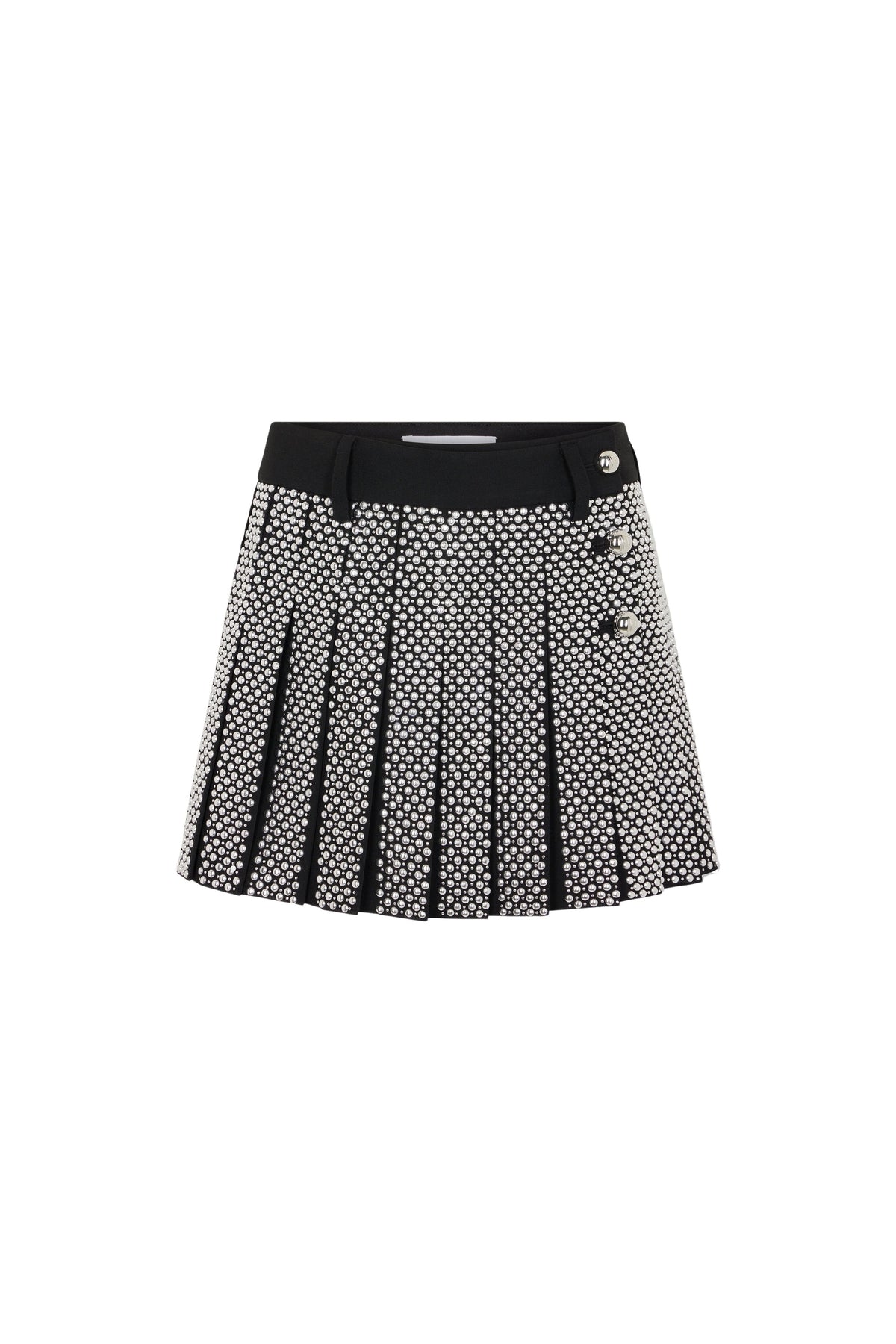 EMBROIDERED MINI SKIRT IN WOOL GRAIN DE POUDRE