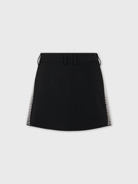 EMBROIDERED MINI SKIRT IN WOOL GRAIN DE POUDRE