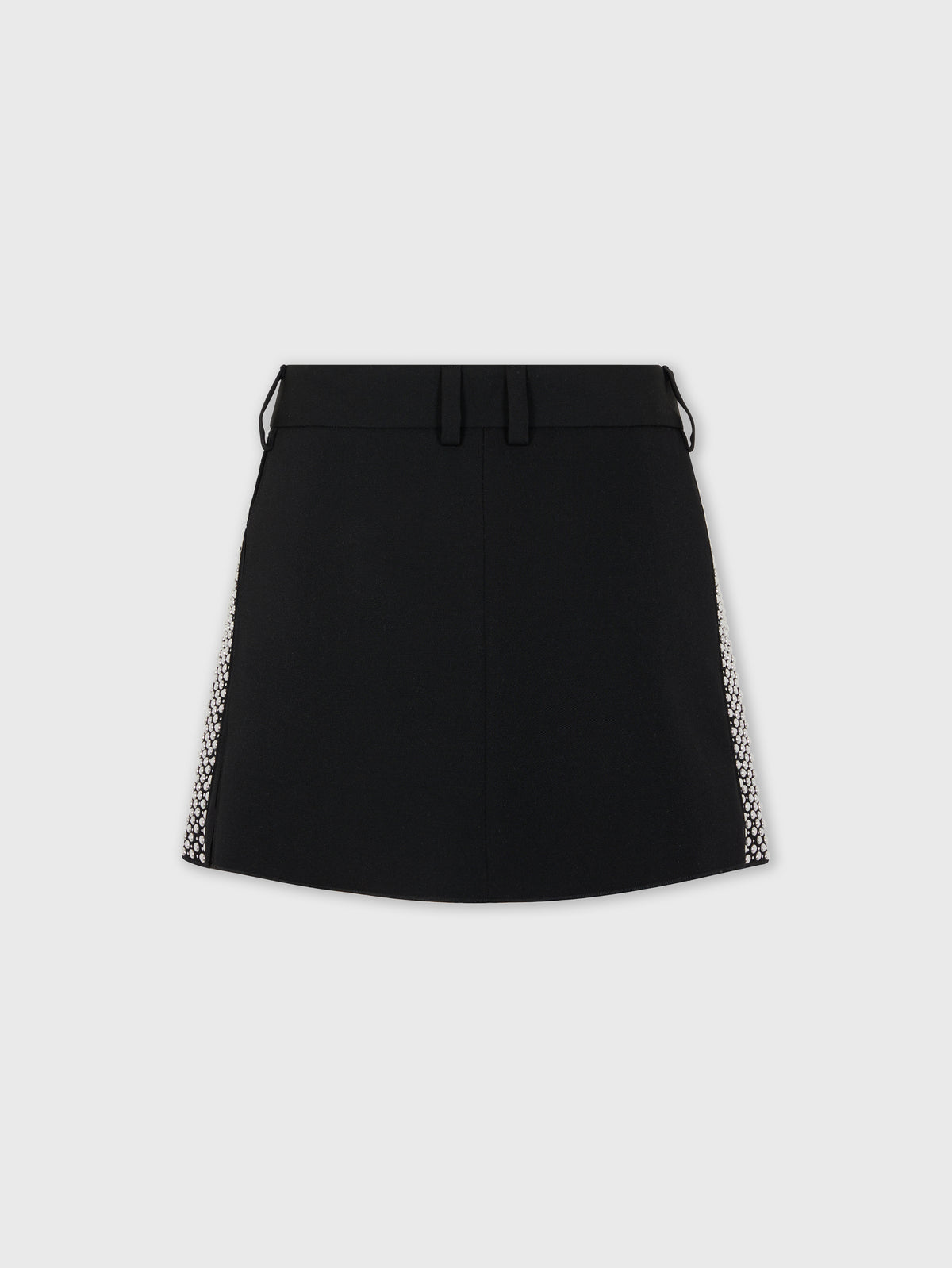 EMBROIDERED MINI SKIRT IN WOOL GRAIN DE POUDRE