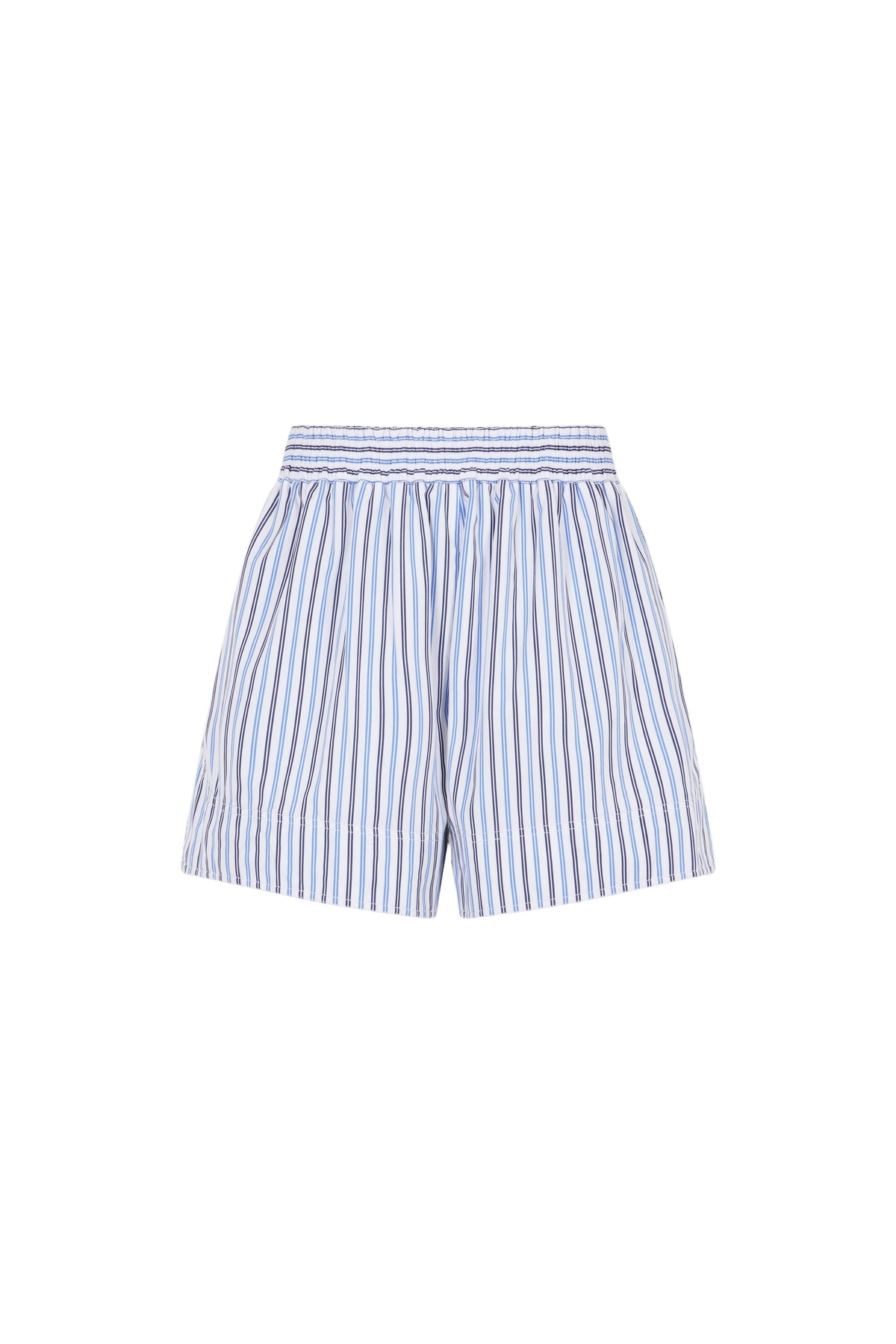 STRIPED SHORTS IN COTTON POPLIN