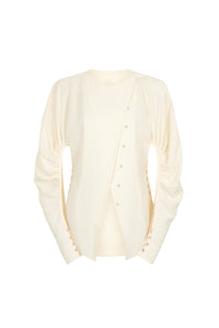 Asymmetrical long-sleeved blouse - Cream