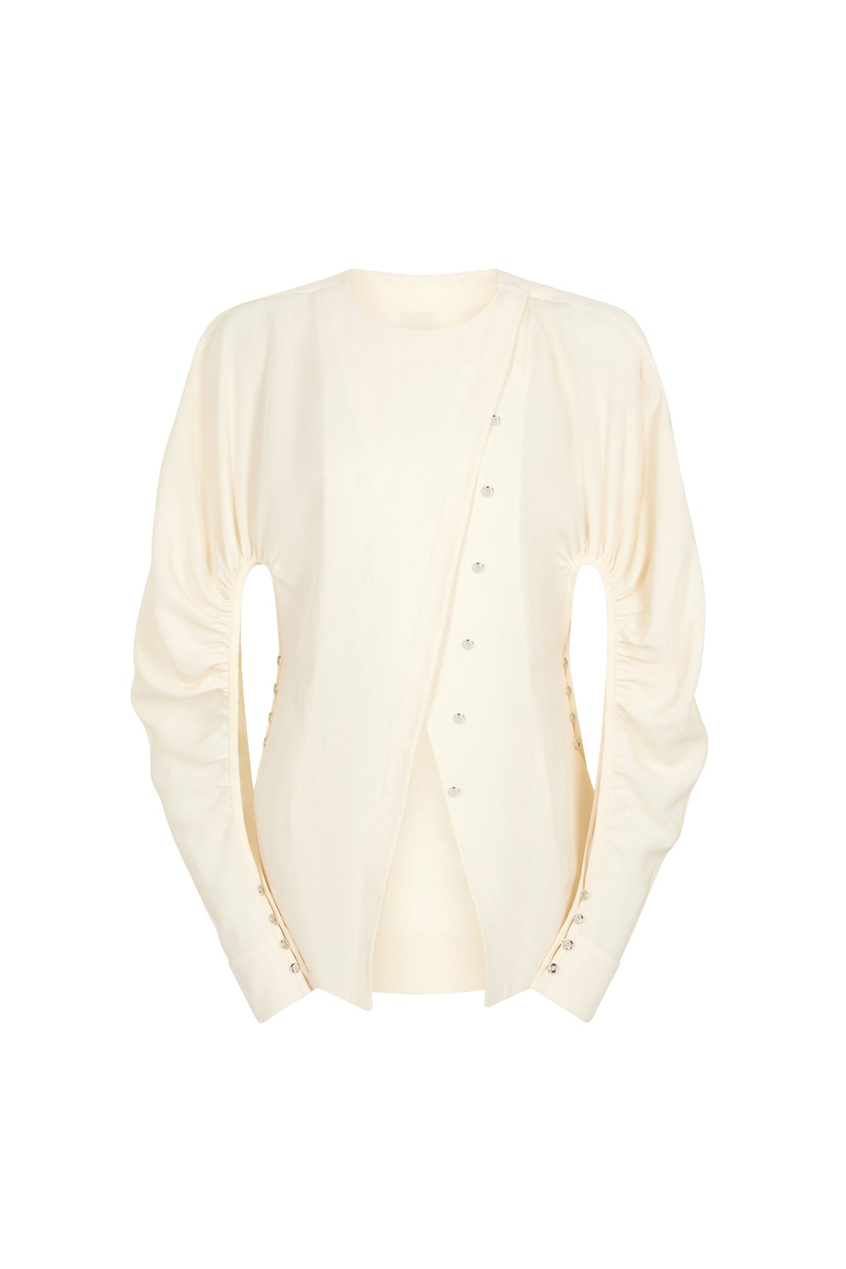 Asymmetrical long-sleeved blouse - Cream