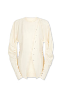 Blouse à manches longue asymétrique - Cream