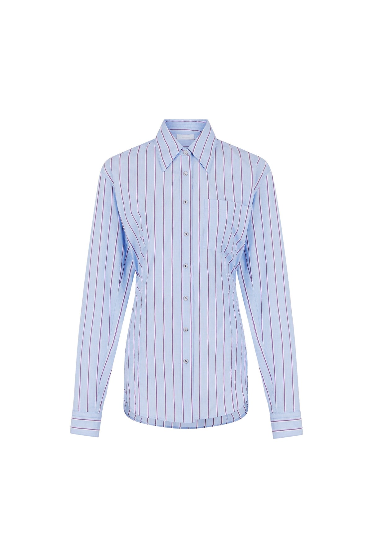 STRIPED WHITE AND BLUE SHIRT IN COTTON POPLIN