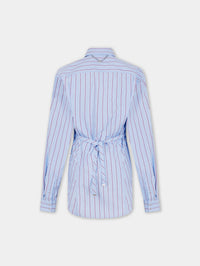 STRIPED WHITE AND BLUE SHIRT IN COTTON POPLIN