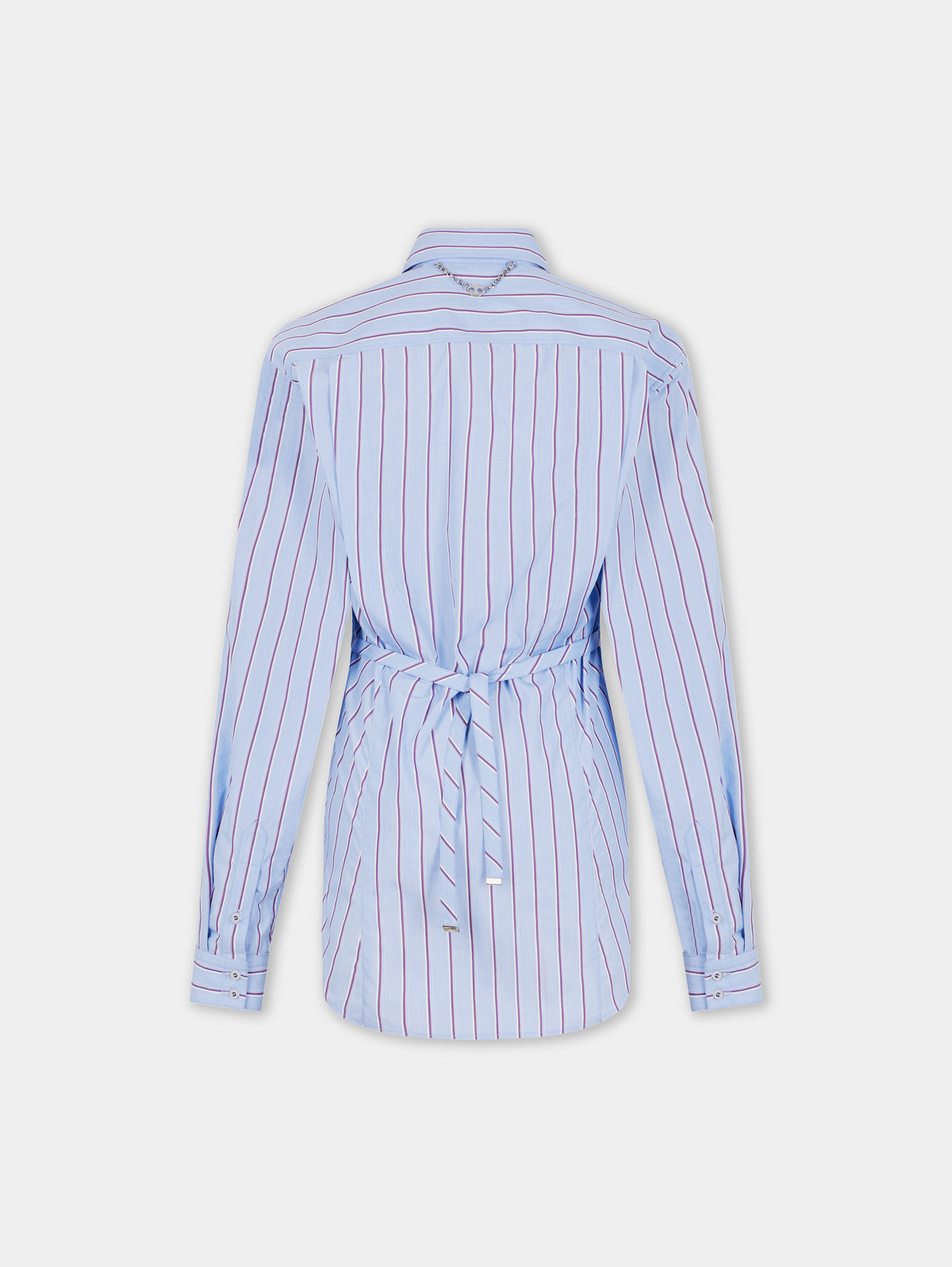 STRIPED WHITE AND BLUE SHIRT IN COTTON POPLIN