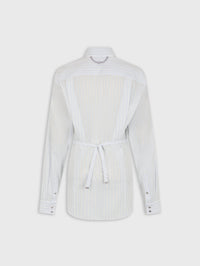 WHITE STRIPED SHIRT IN COTTON POPLIN