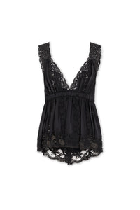 Top nuisette en satin noir - Black