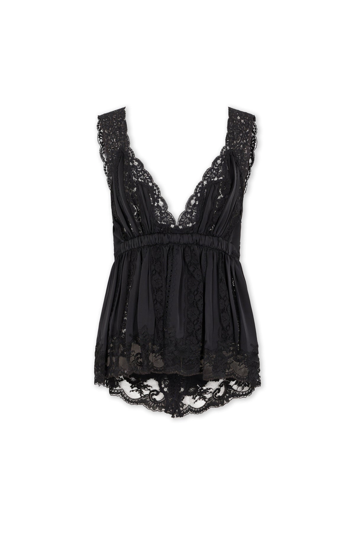 Top nuisette en satin noir - Black