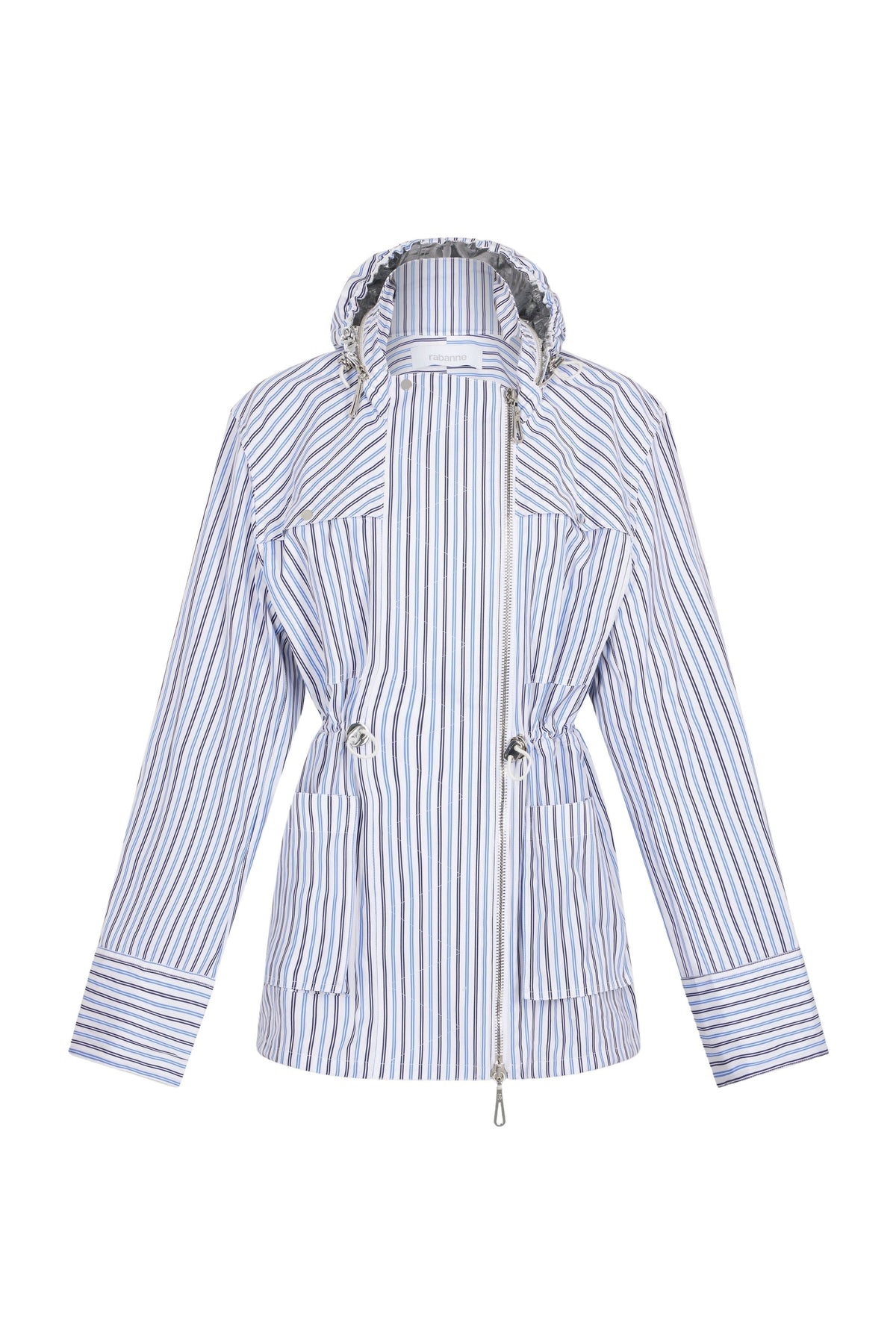 Parka à capuche et rayures - Stripes White & Blue