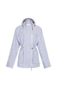 LIGHT BLUE HOODED PARKA IN COTTON POPLIN