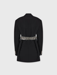 BLACK EMBROIDERED BLAZER IN WOOL GRAIN DE POUDRE