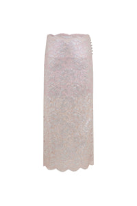 LIGHT PINK LONG SKIRT IN LACE WITH SILVER INDUCTION