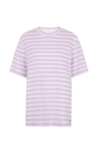 T-shirt oversize violet en jersey de coton - Stripes & White & Lila