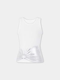 White tank top piercing in ribbed jersey
