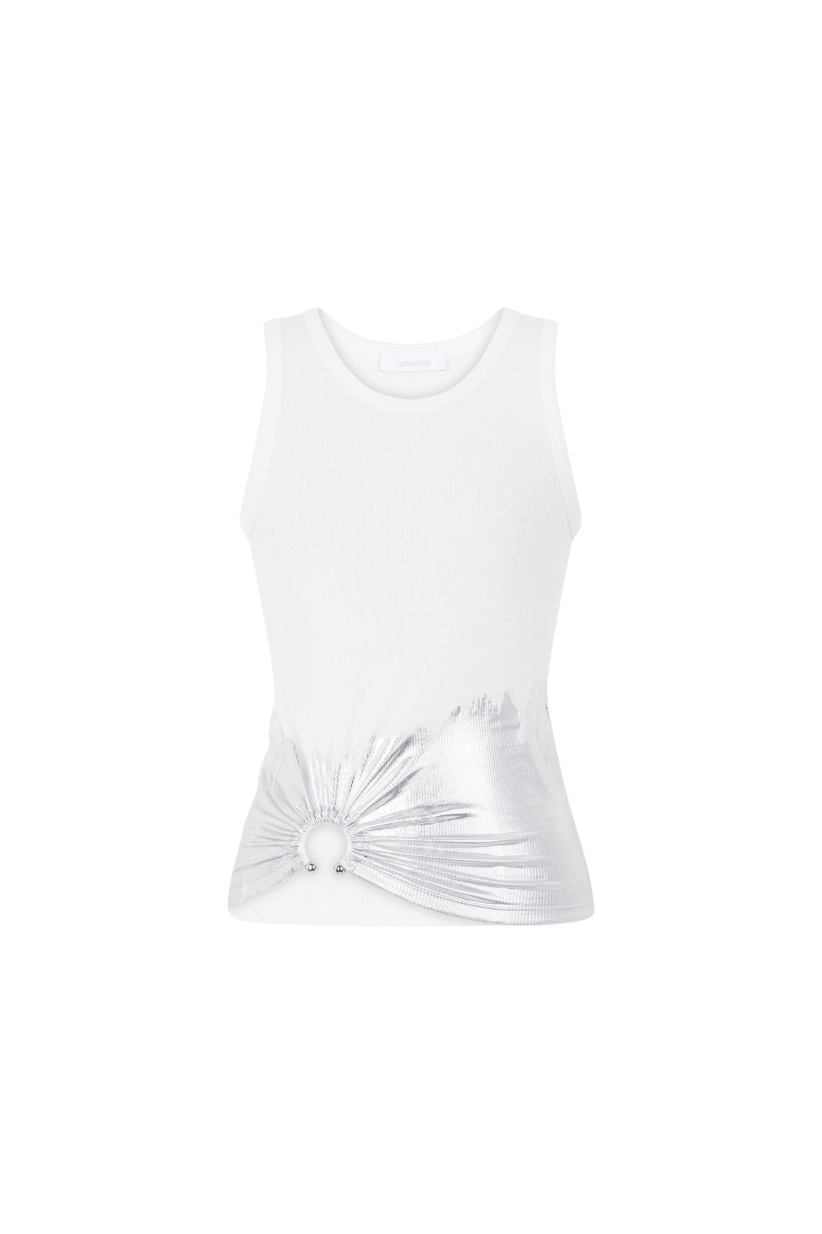 White tank top piercing in ribbed jersey