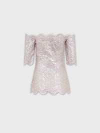 LIGHT PINK TOP IN LACE WITH SILVER INDUCTION