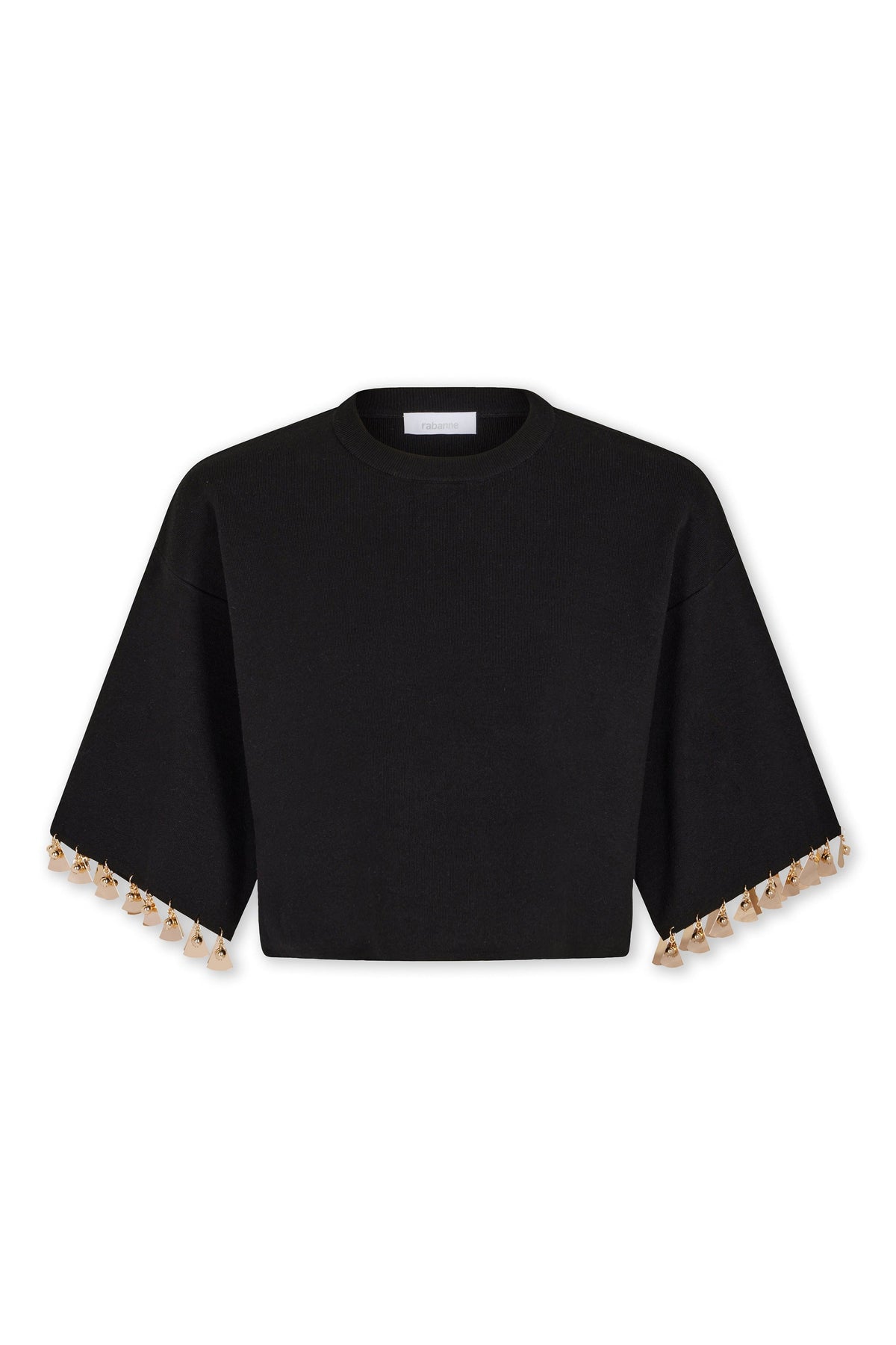 BLACK CROP JUMPER IN COTTON AND SILK KNIT