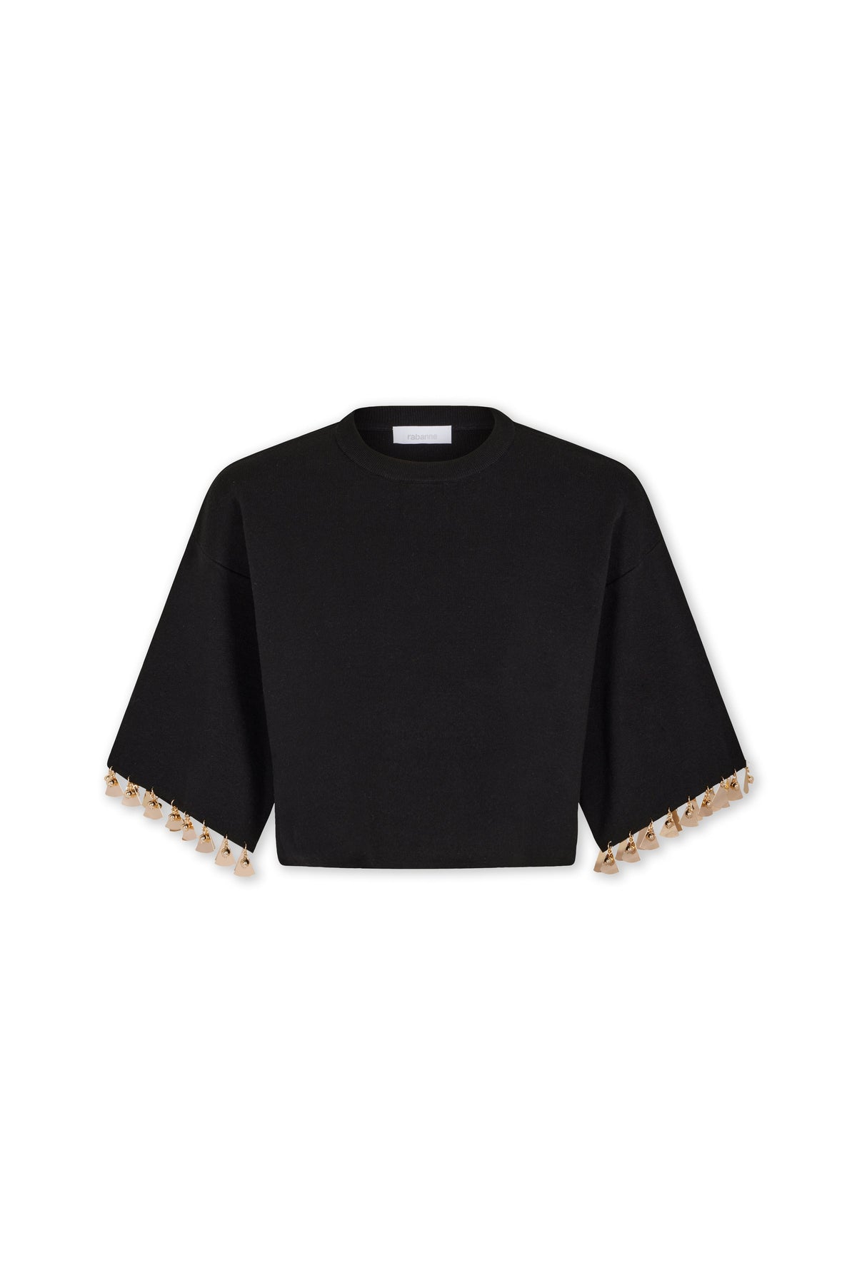 BLACK CROP JUMPER IN COTTON AND SILK KNIT