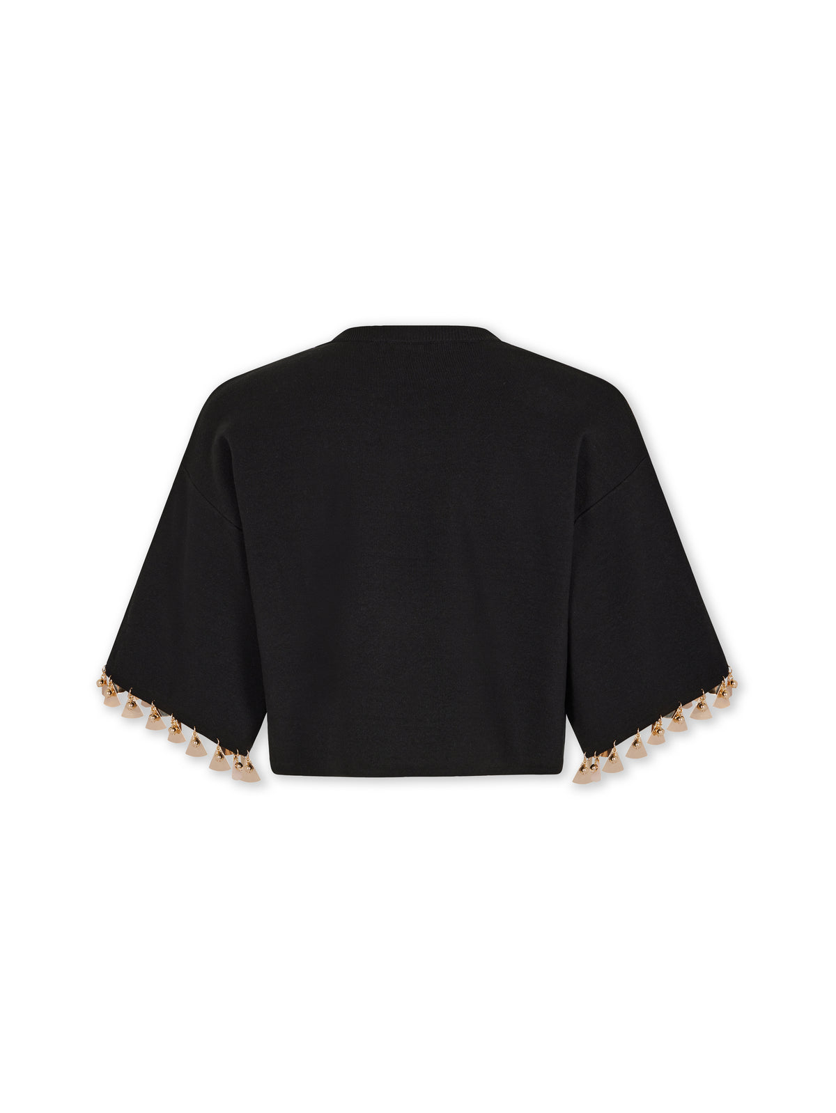 BLACK CROP JUMPER IN COTTON AND SILK KNIT