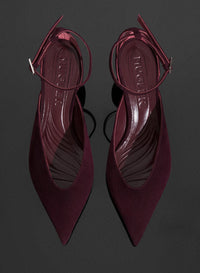 BORDEAUX // burgundy leather strappy fang 55 mules