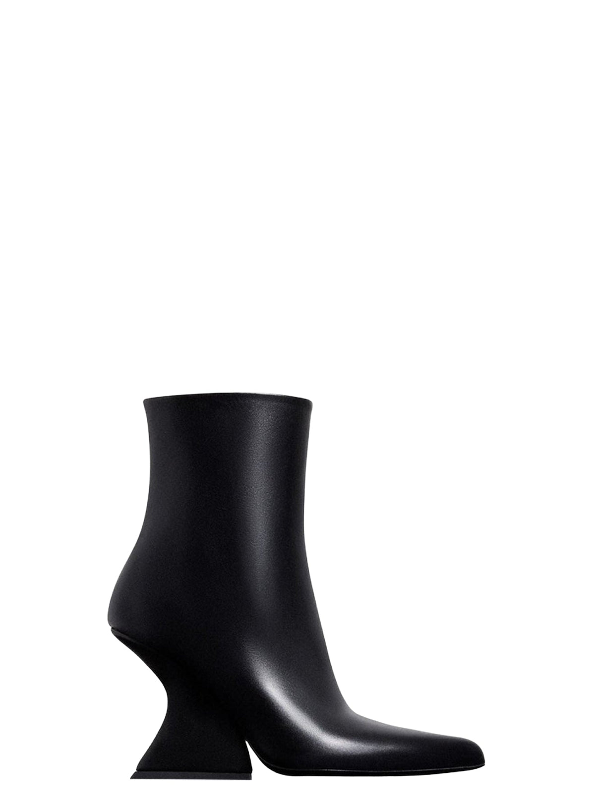 BLACK // black curved heel ankle boots