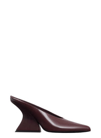 BORDEAUX // burgundy curved heel mules