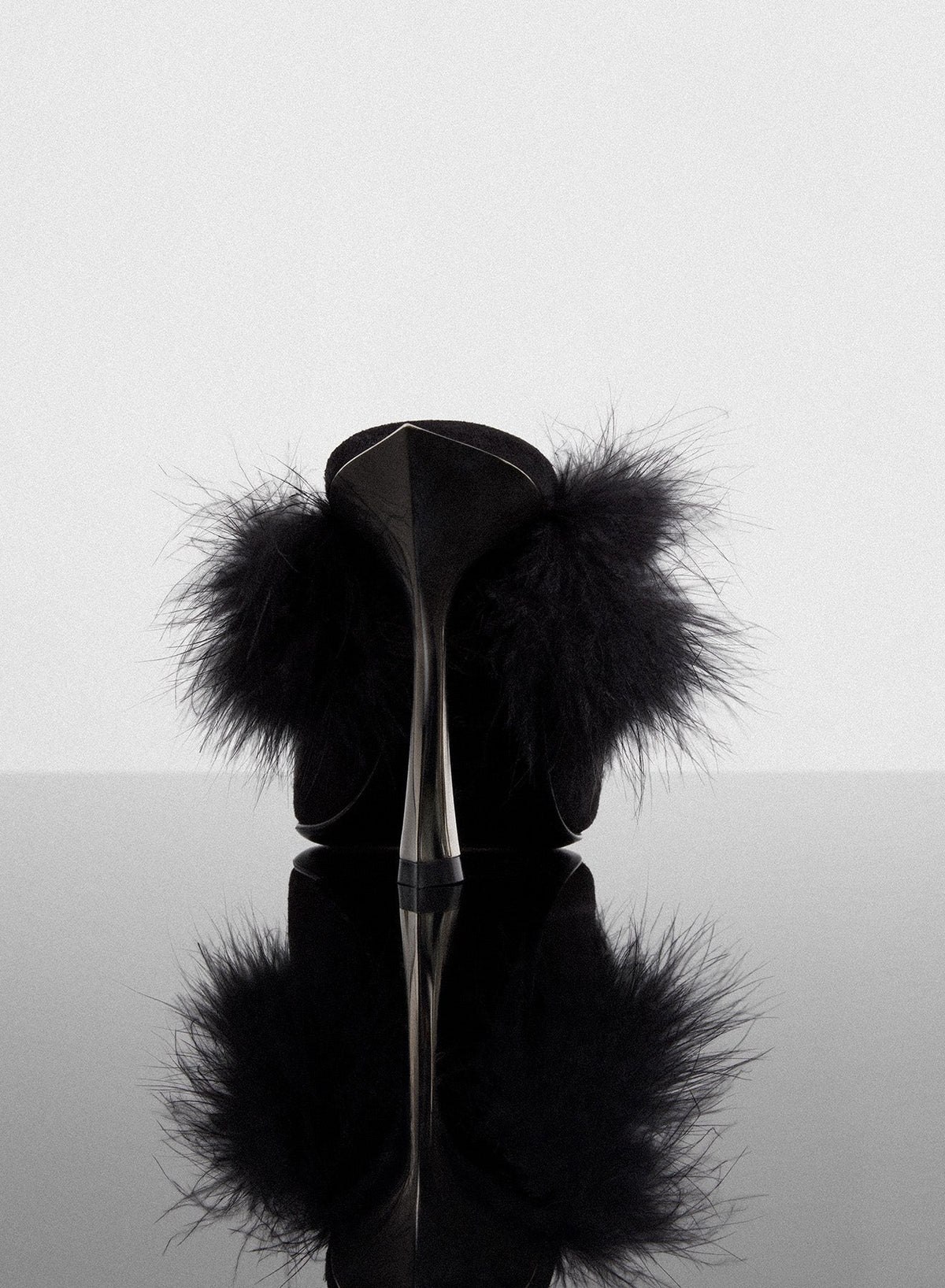 BLACK // black marabou Fang 95 mules