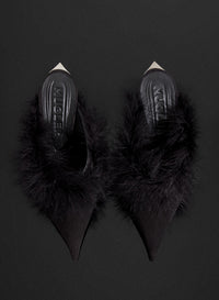 BLACK // black marabou Fang 95 mules