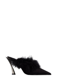 BLACK // black marabou Fang 95 mules