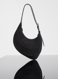 Sac Crescent à bandoulière en daim - Black