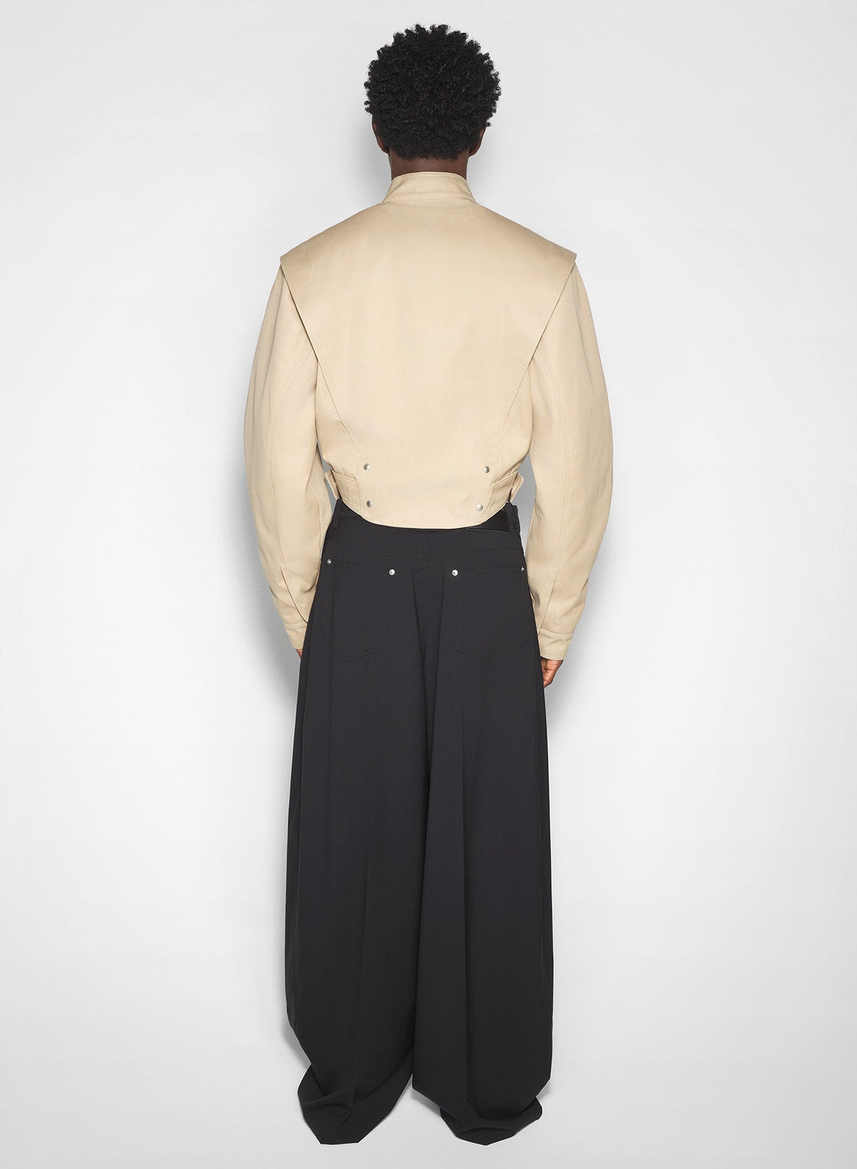 BEIGE // beige asymmetric officer jacket