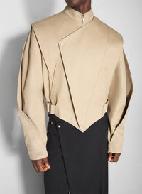 BEIGE // beige asymmetric officer jacket