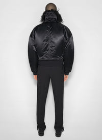Blouson aviateur à col en fausse fourrure - Black
