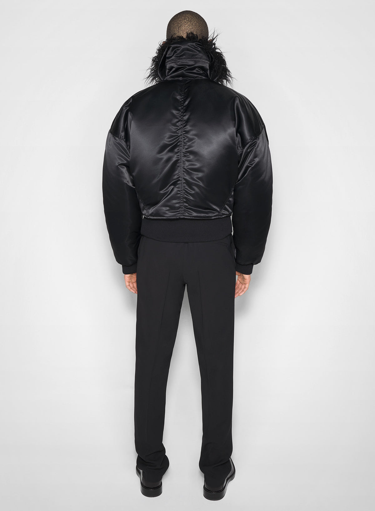 Blouson aviateur à col en fausse fourrure - Black