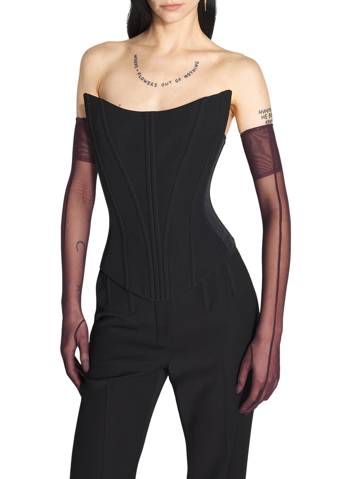 BLACK // black tailored bustier top