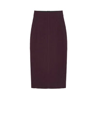 DARK PLUM // burgundy buckled tailored skirt
