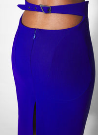 ULTRABLUE // blue buckled tailored skirt