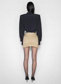 BEIGE // beige tailored mini skirt