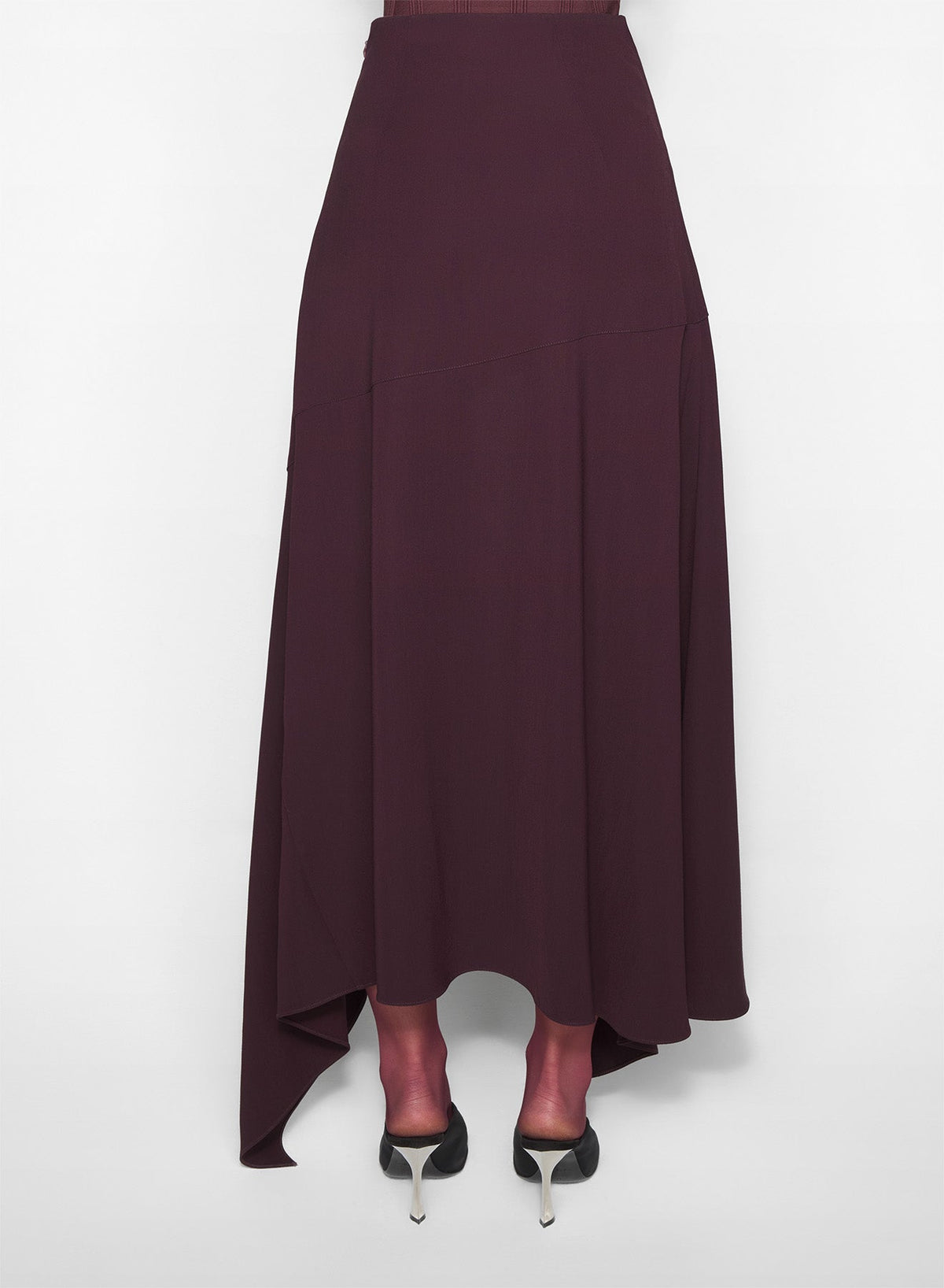 DARK PLUM // burgundy asymmetric cascading skirt