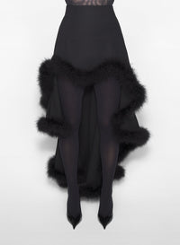 BLACK // black marabou waterfall skirt