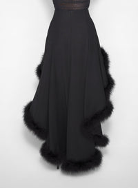 BLACK // black marabou waterfall skirt
