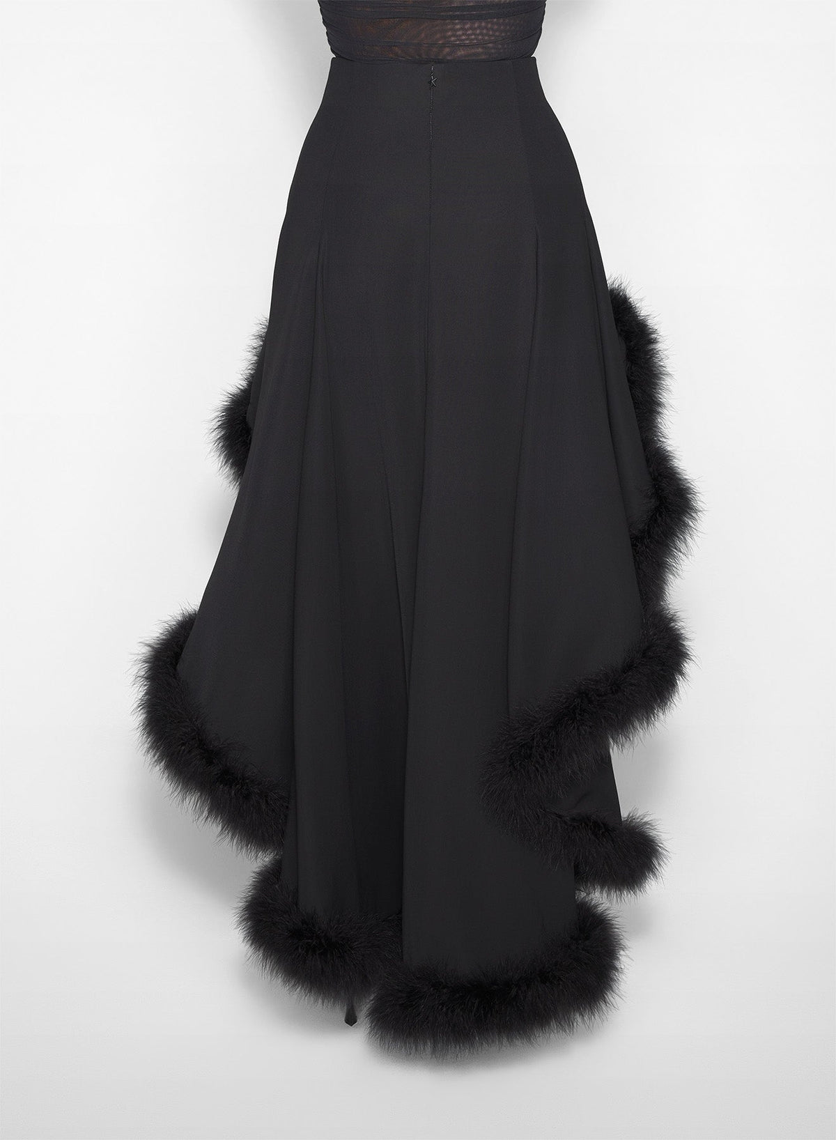 BLACK // black marabou waterfall skirt