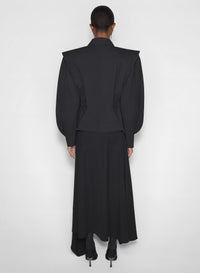 BLACK // black asymmetric officer jacket