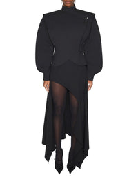 BLACK // black asymmetric officer jacket