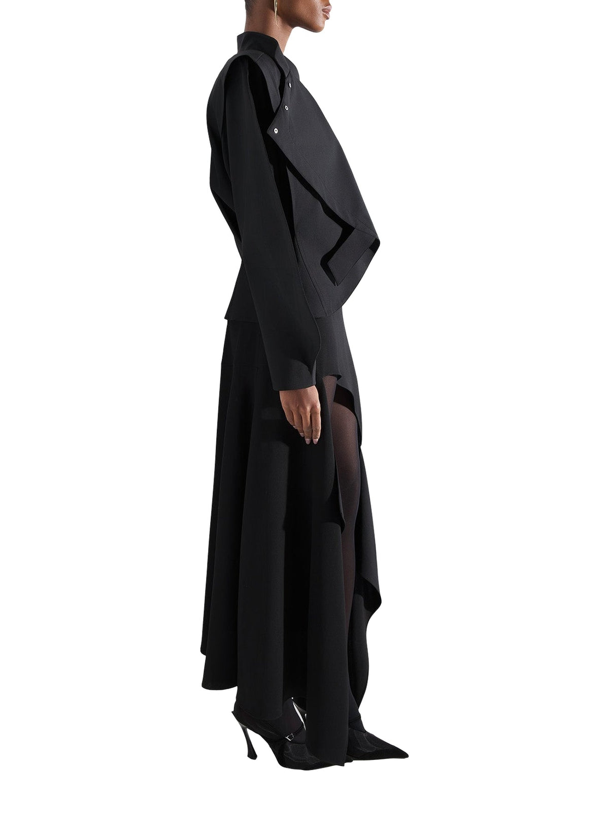 BLACK // black asymmetric officer jacket