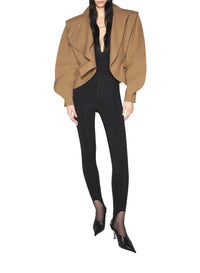 DARK BEIGE // beige asymmetric officer jacket