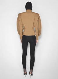 DARK BEIGE // beige asymmetric officer jacket